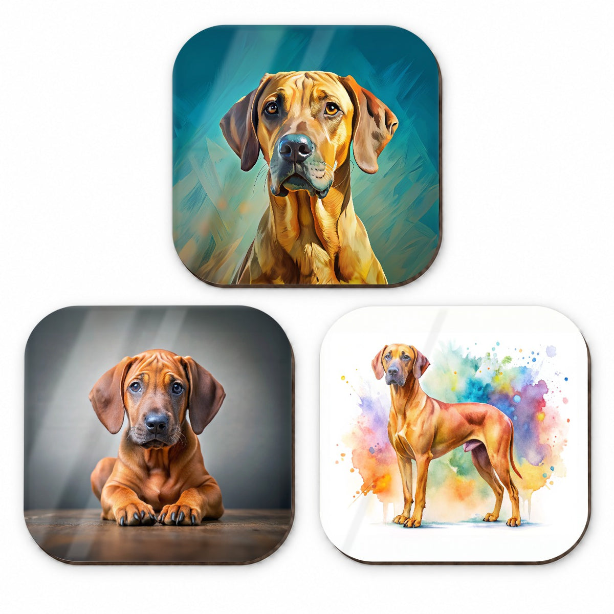 Rhodesian Ridgeback Dog Modern Photo Art Fridge Magnet Set