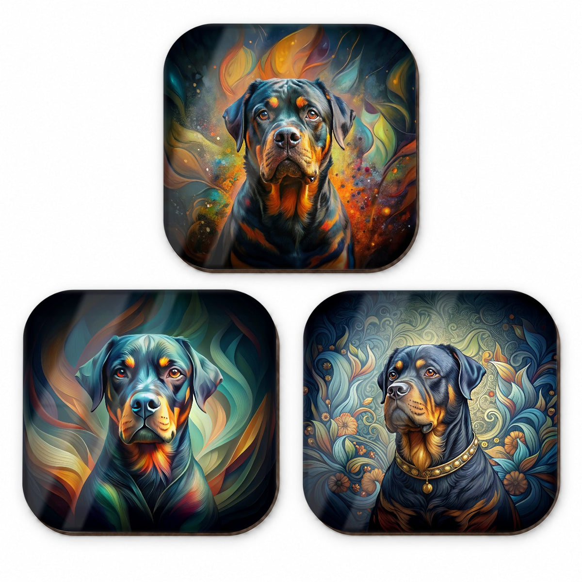 Rottweiler Dog Abstract Art Fridge Magnet Set