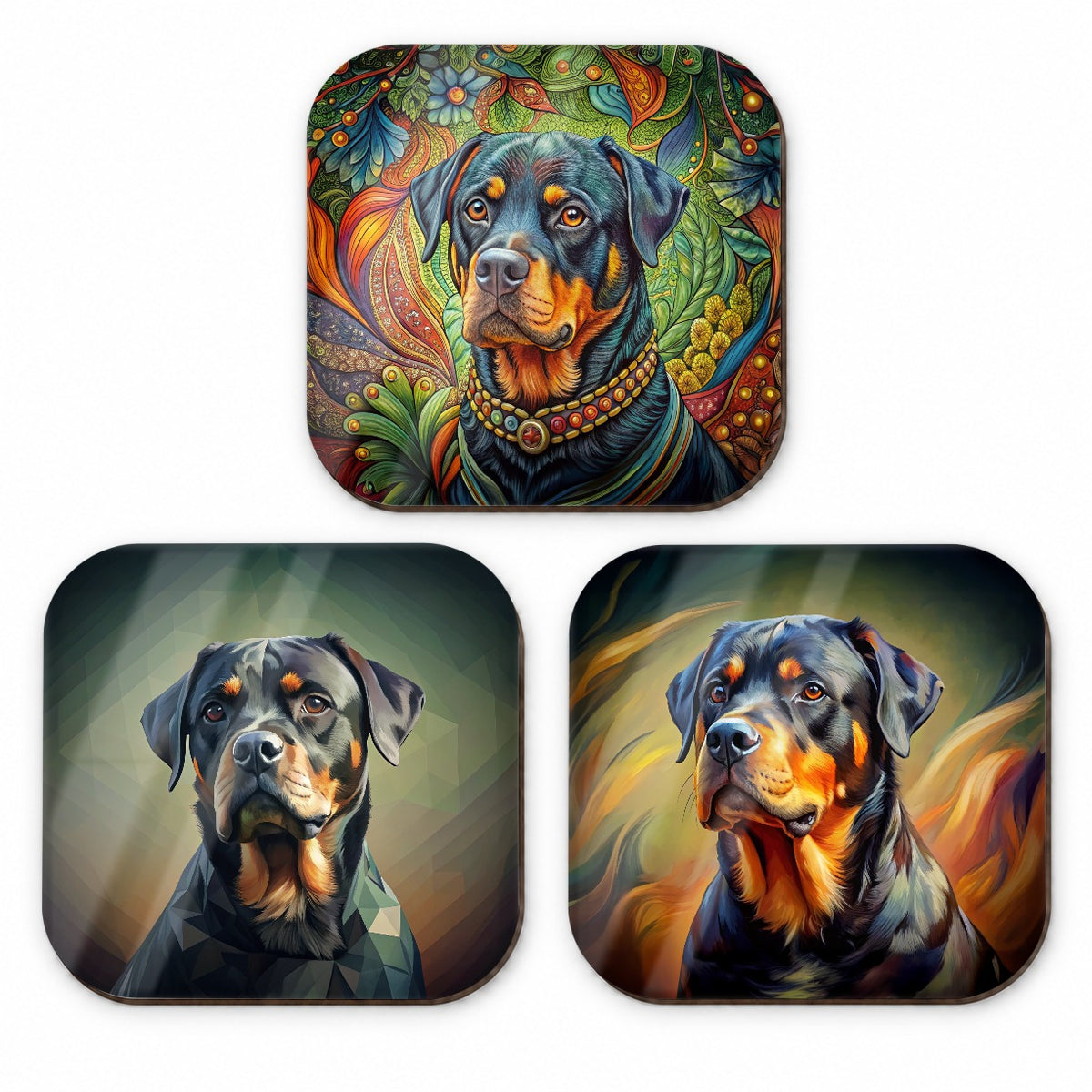 Rottweiler Dog French Art Fridge Magnet Set