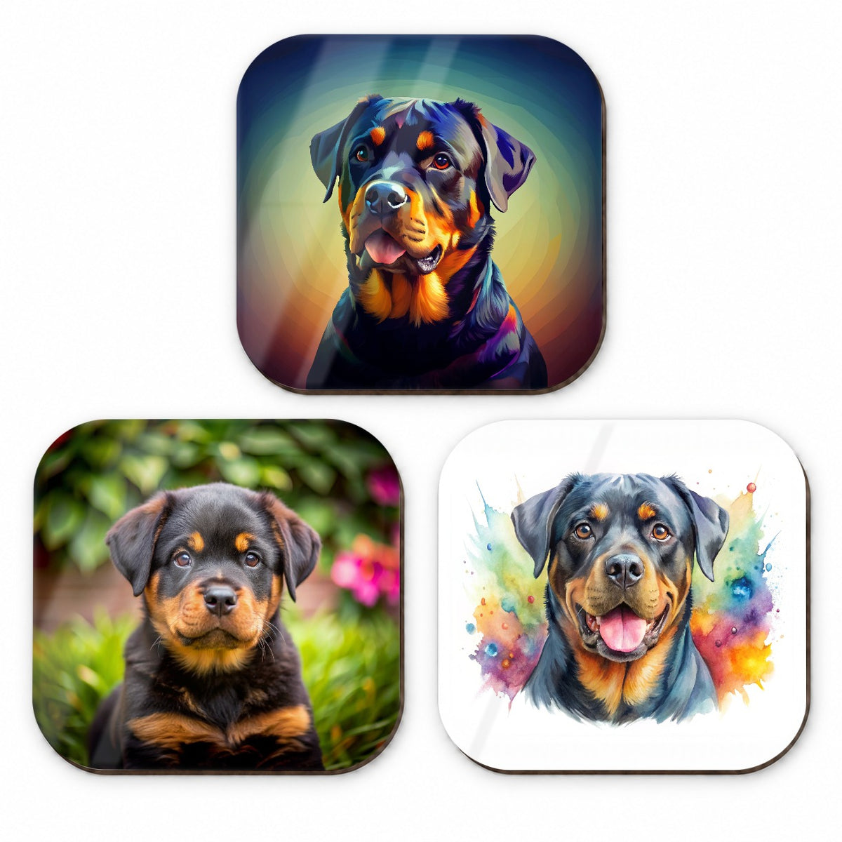 Rottweiler Dog Modern Photo Art Fridge Magnet Set