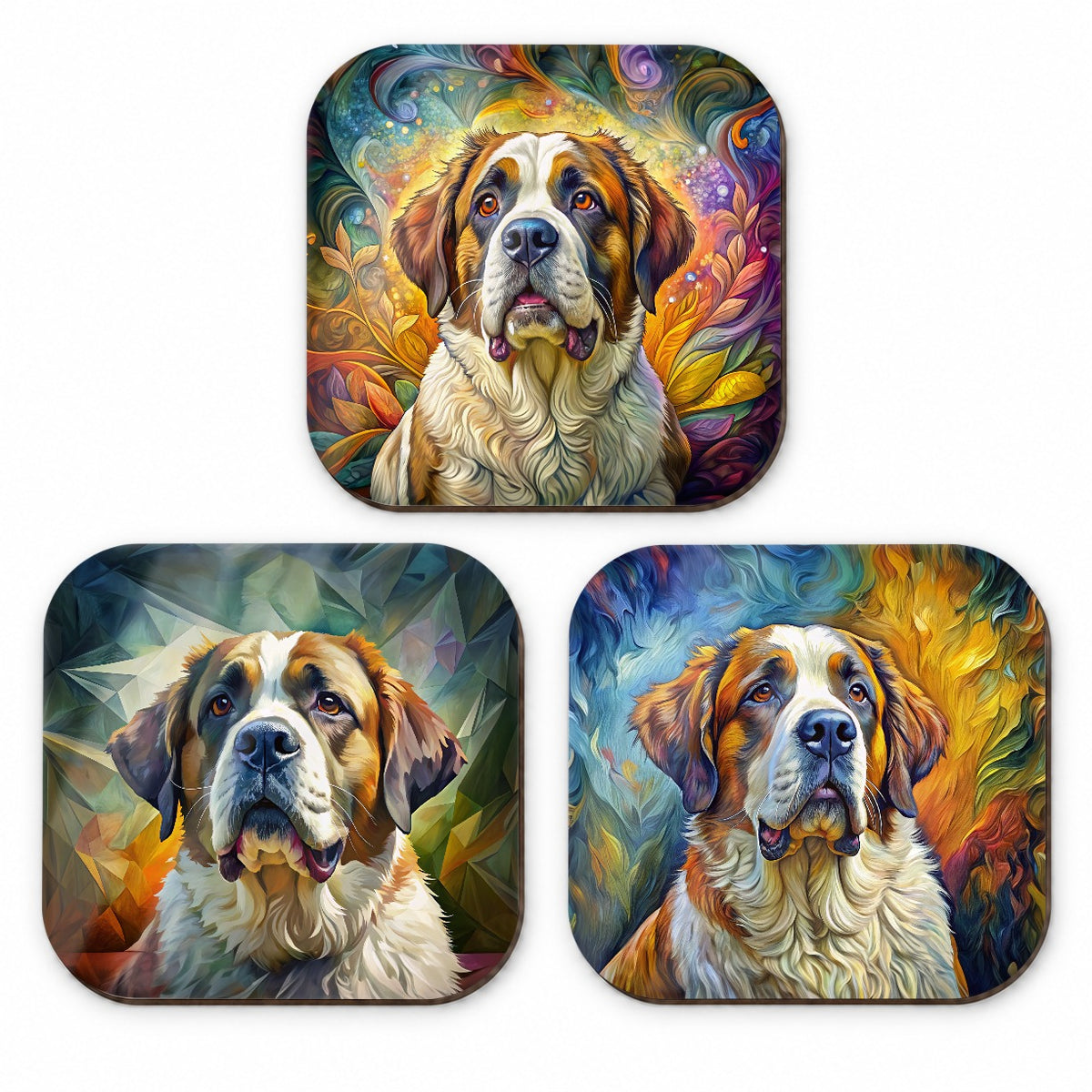Saint Bernard Dog French Art Fridge Magnet Set