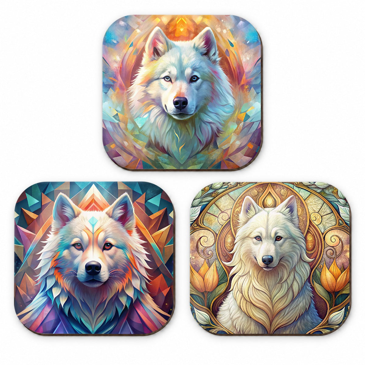 Samoyed Dog Abstract Art Fridge Magnet Set