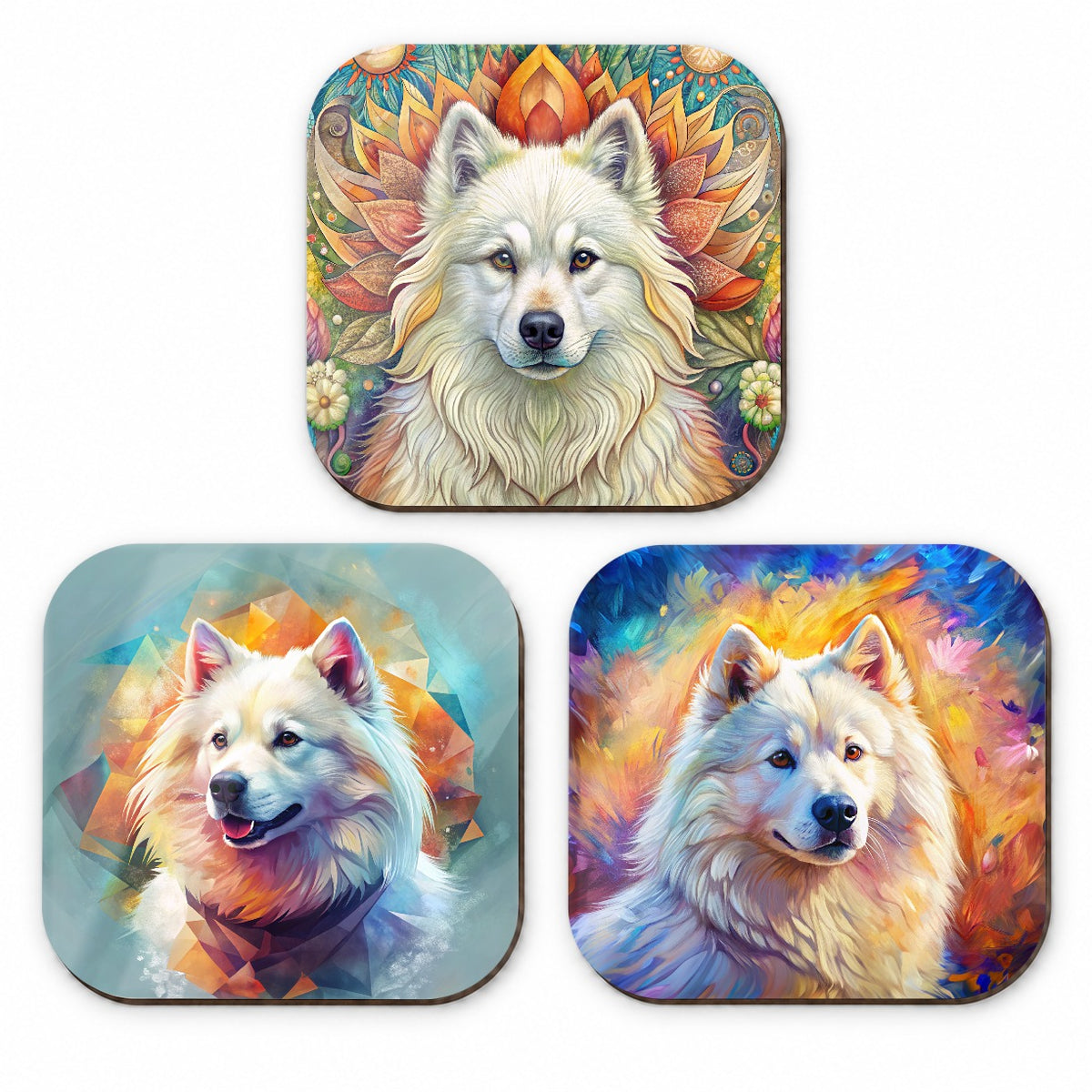 Samoyed Dog French Art Fridge Magnet Set