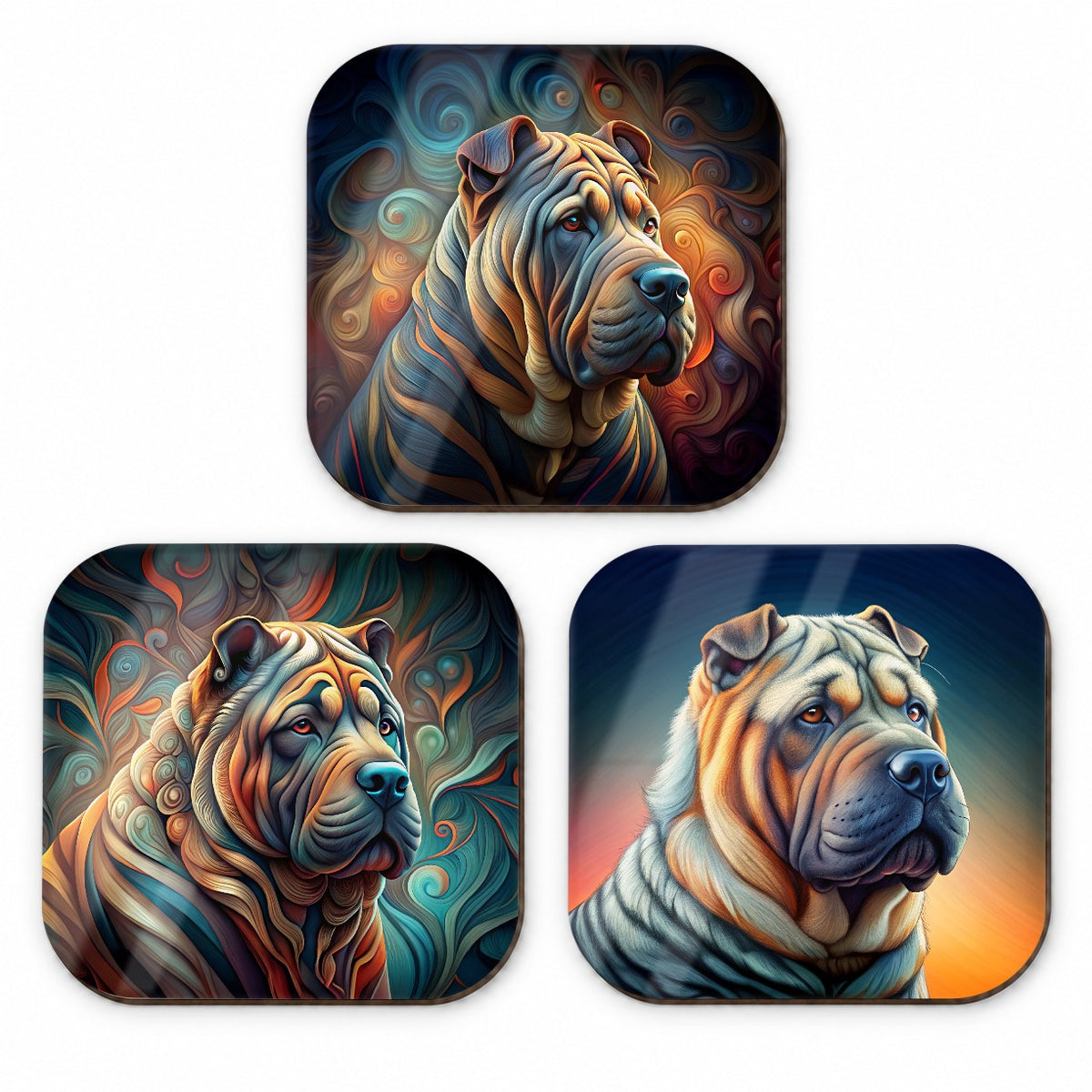 Shar Pei Dog Abstract Art Fridge Magnet Set