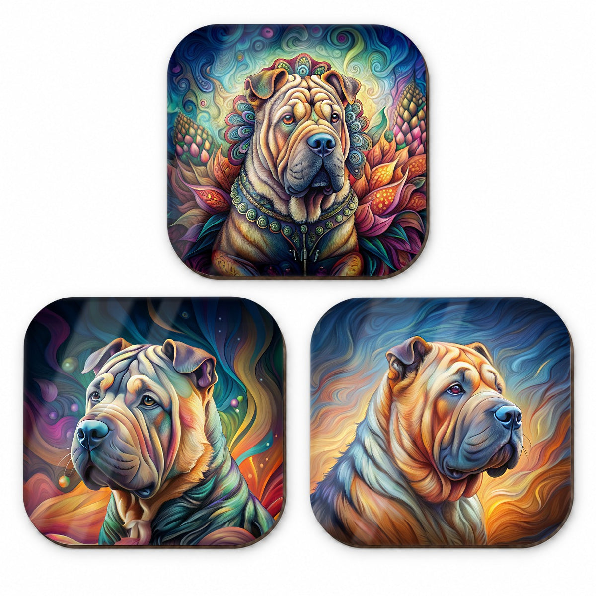 Shar Pei Dog French Art Fridge Magnet Set