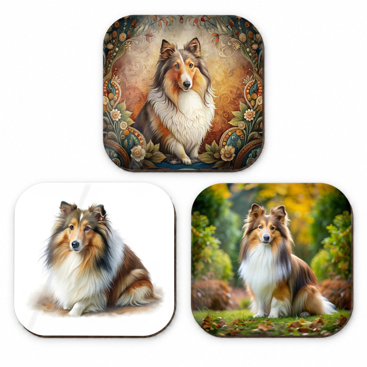 Shetland Sheepdog Sheltie Dog Photo Illustration Fridge Magnet Set
