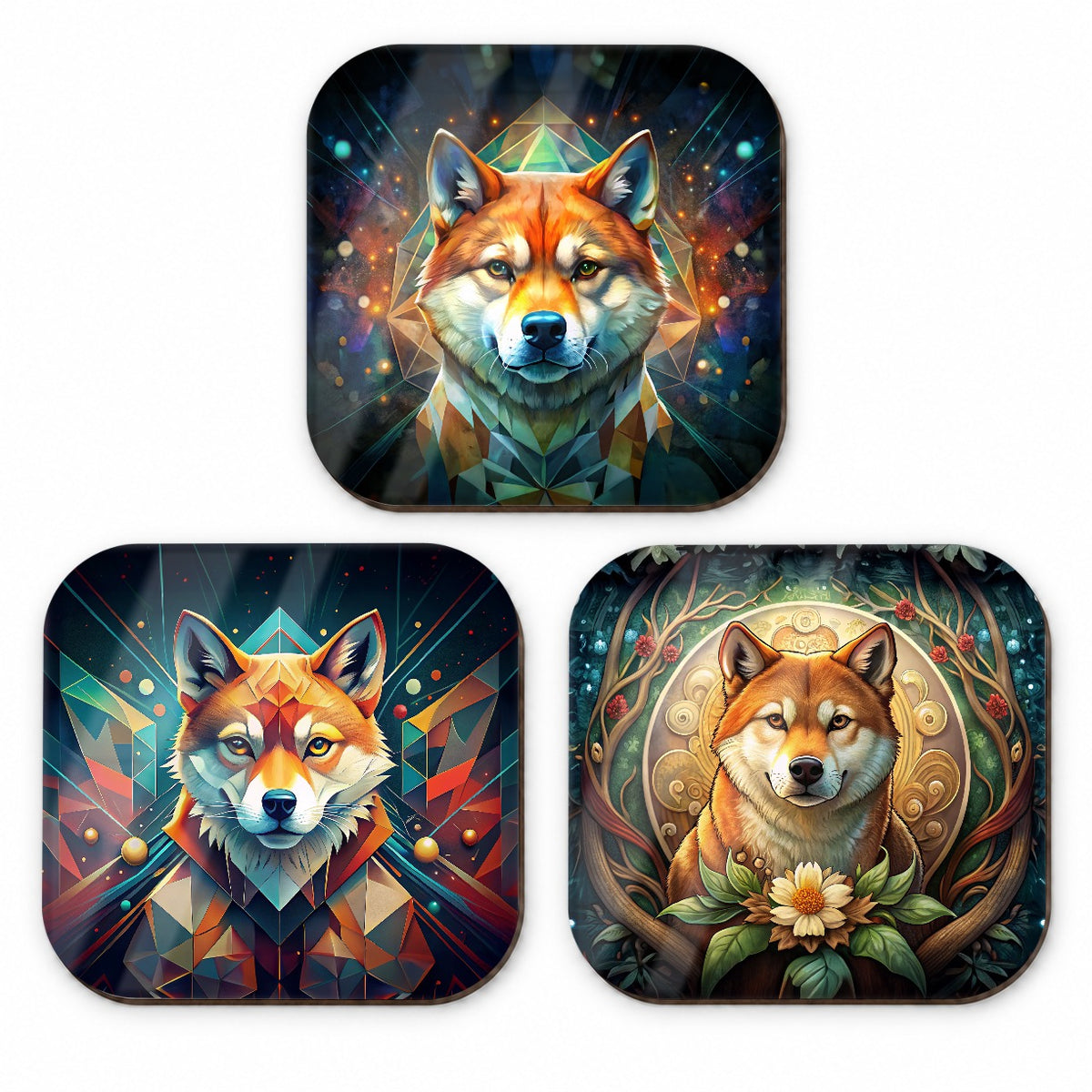 Shiba Inu Dog Abstract Art Fridge Magnet Set