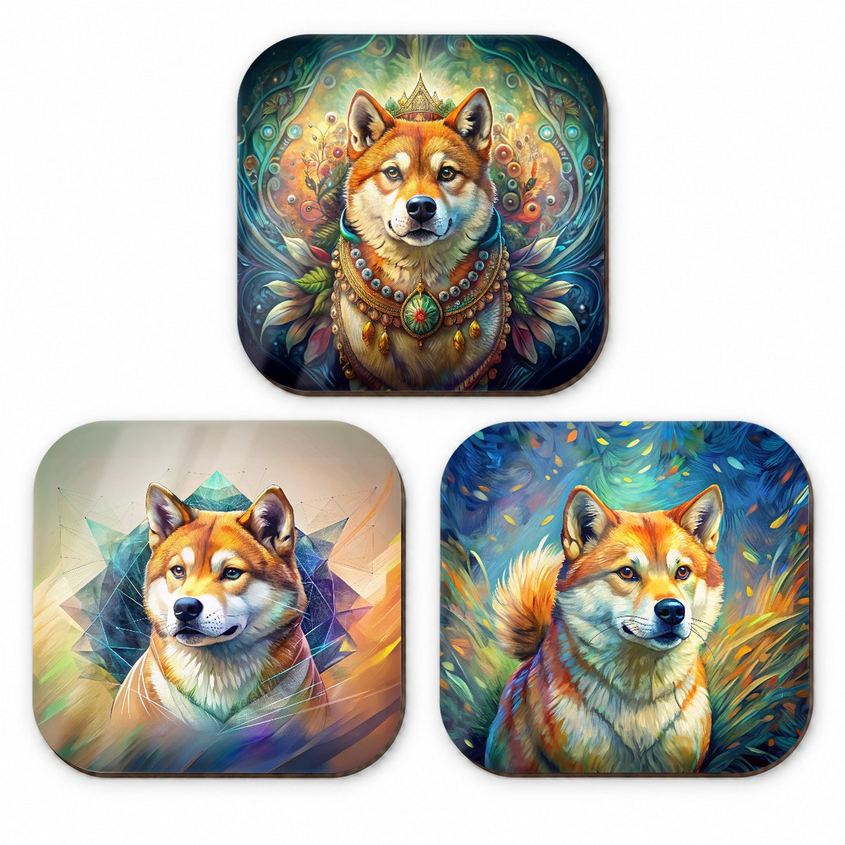 Shiba Inu Dog French Art Fridge Magnet Set