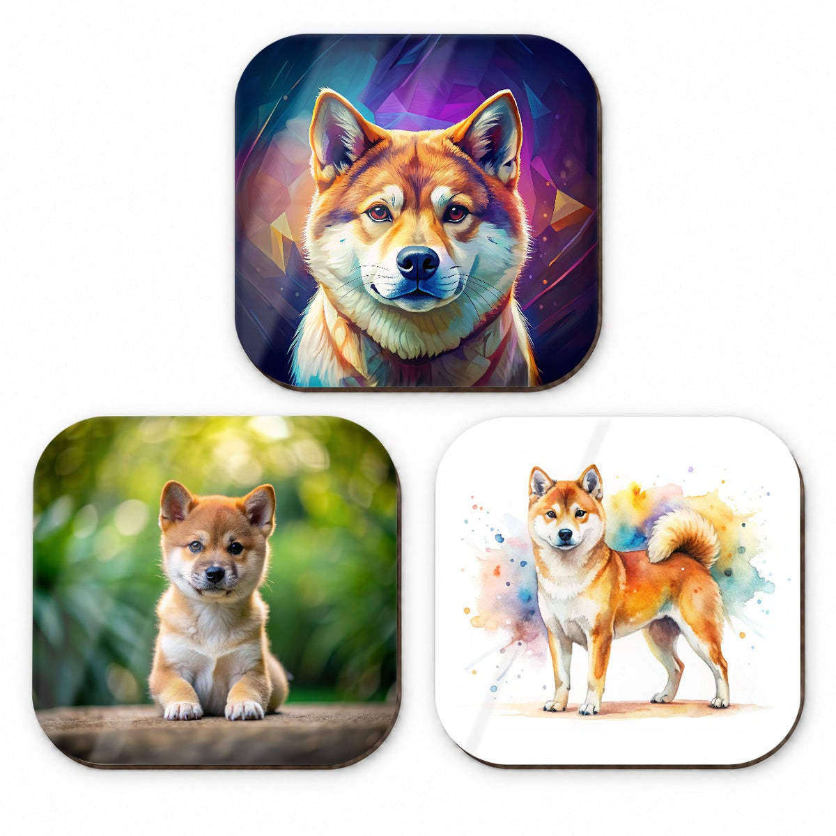 Shiba Inu Dog Modern Photo Art Fridge Magnet Set
