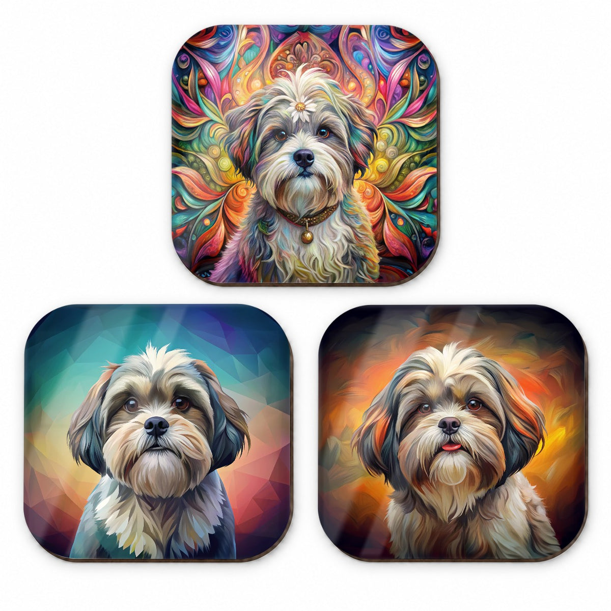 Shih Tzu Dog French Art Fridge Magnet Set