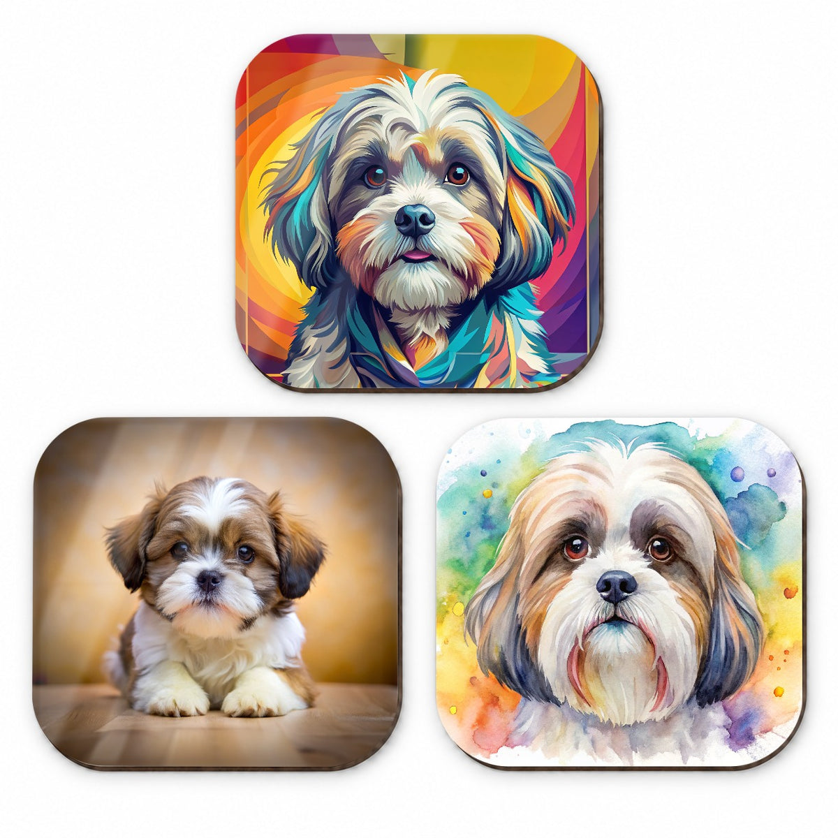 Shih Tzu Dog Modern Photo Art Fridge Magnet Set