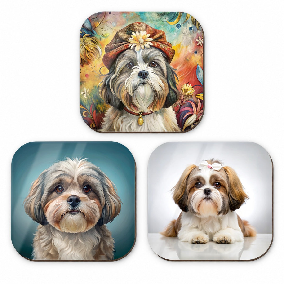 Shih Tzu Dog Photo Illustration Fridge Magnet Set