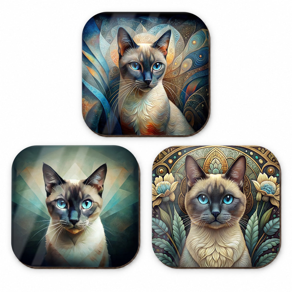 Siamese Cat Abstract Art Fridge Magnet Set