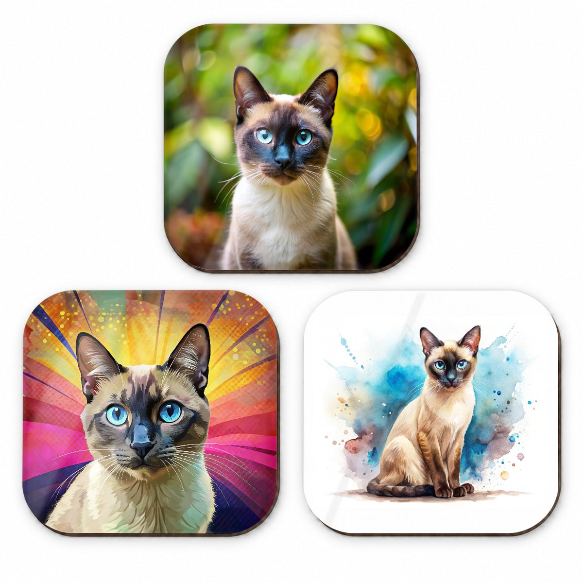 Siamese Cat Modern Photo Art Fridge Magnet Set