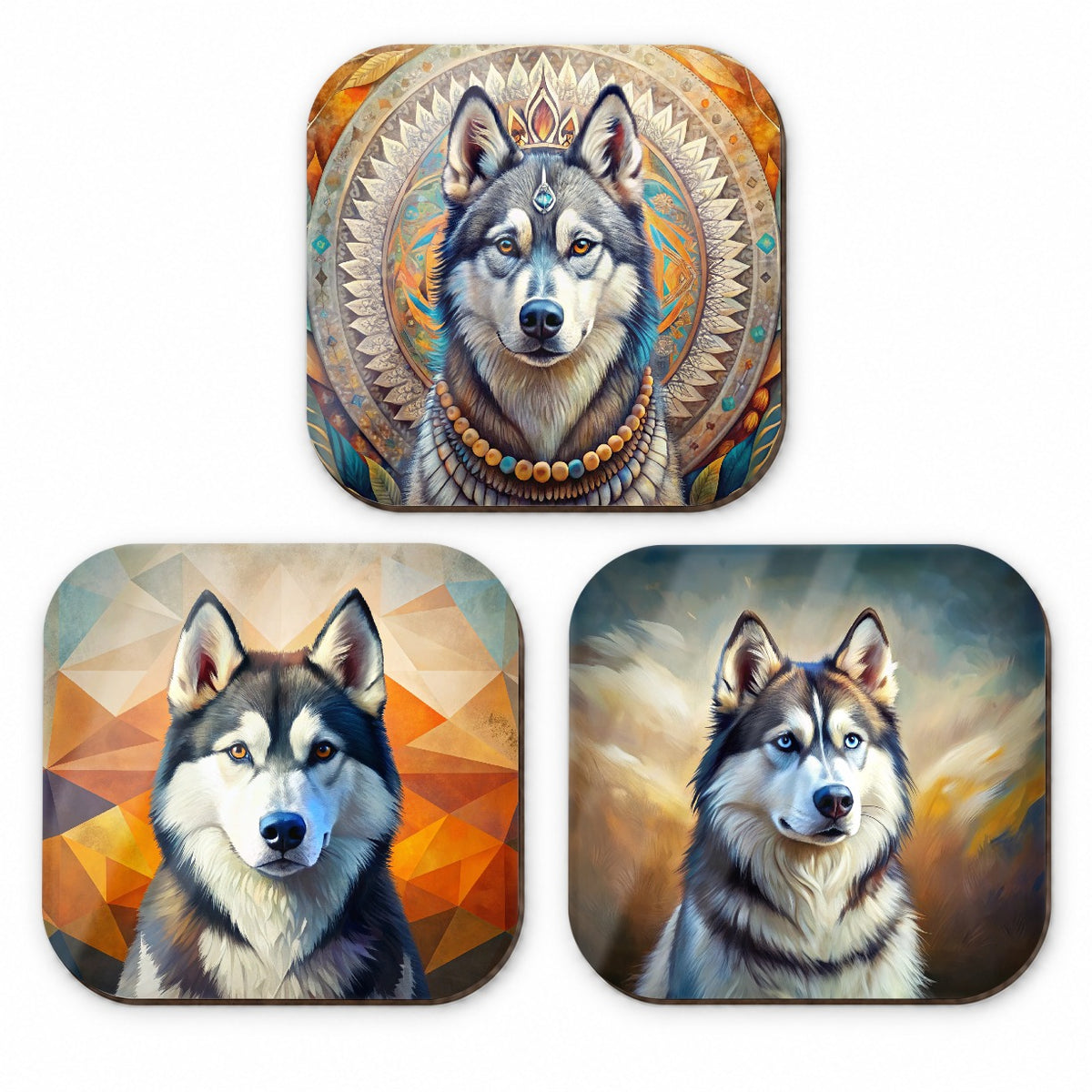 Siberian Husky Dog French Art Fridge Magnet Set
