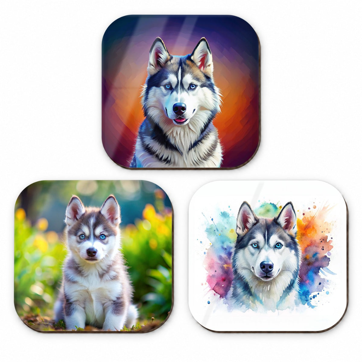 Siberian Husky Dog Modern Photo Art Fridge Magnet Set