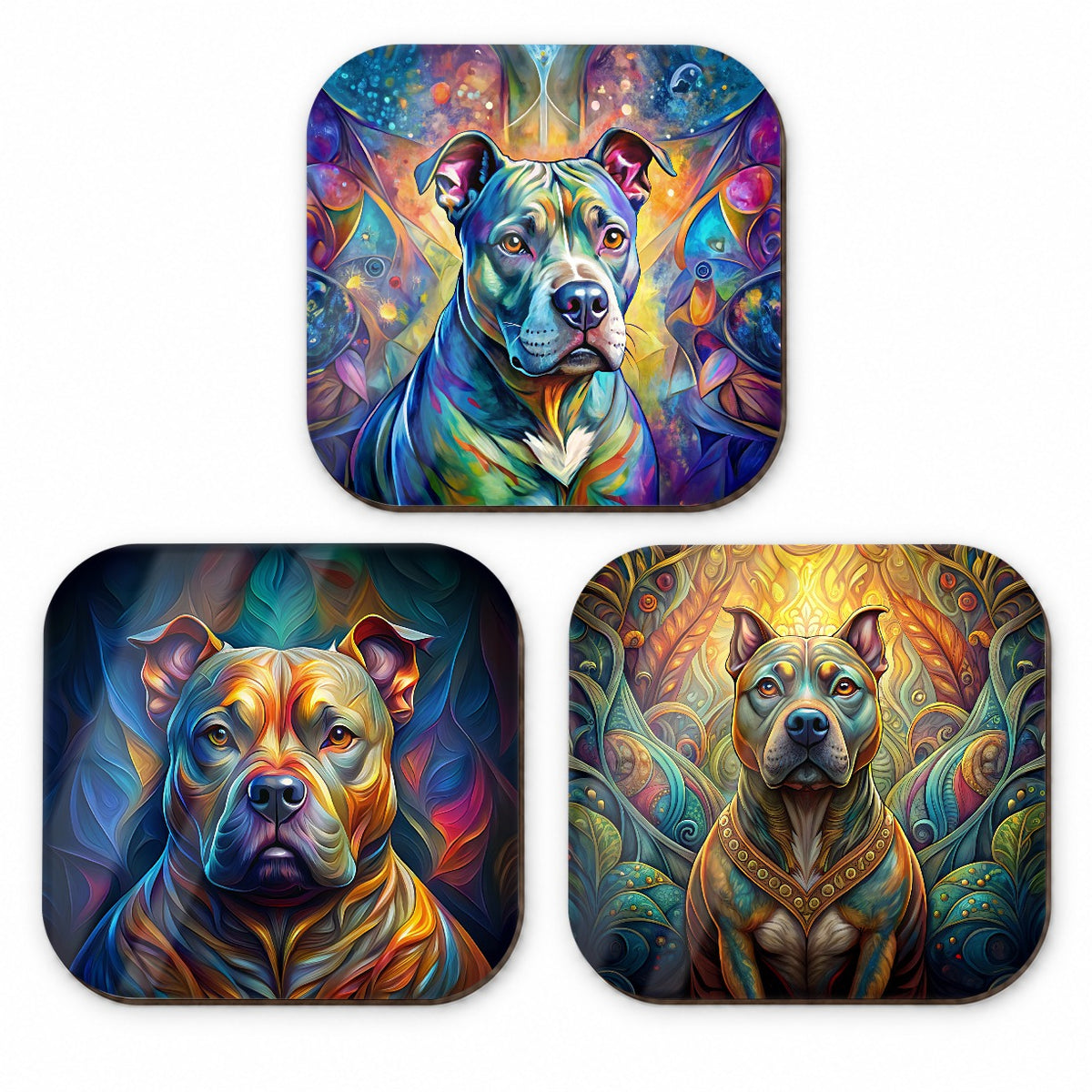 Staffordshire Bull Terrier Staffy Dog Abstract Art Fridge Magnet Set