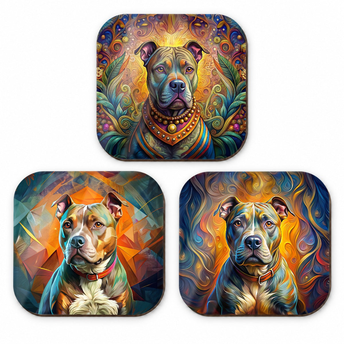 Staffordshire Bull Terrier Staffy Dog French Art Fridge Magnet Set