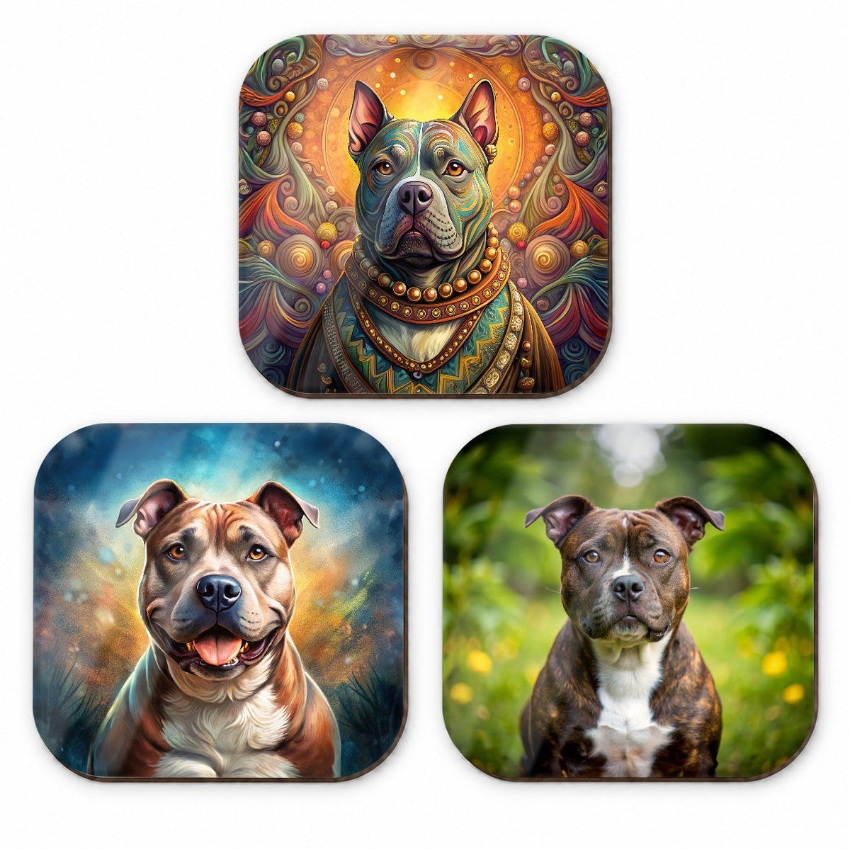Staffordshire Bull Terrier Staffy Dog Photo Illustration Fridge Magnet Set