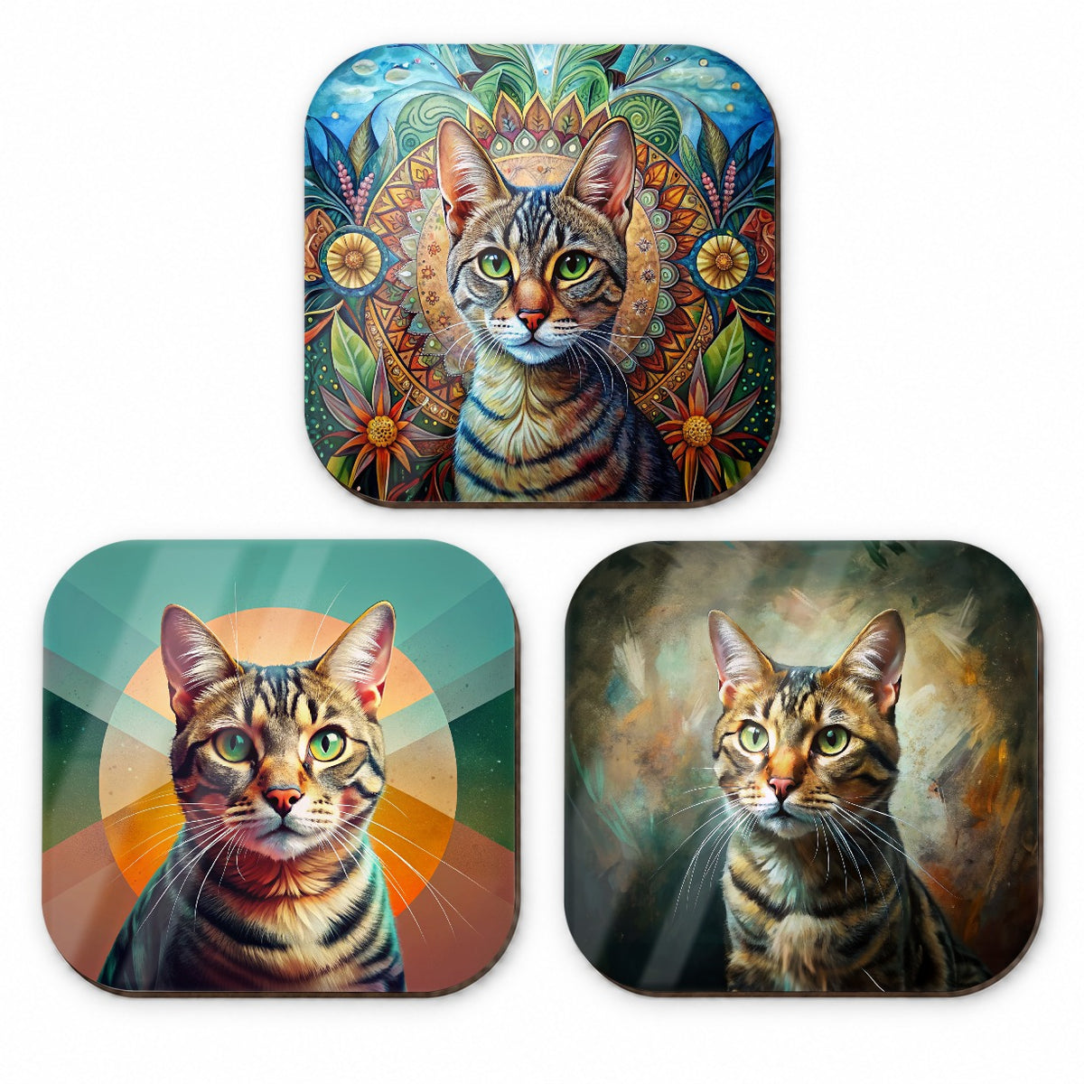 Tabby Cat French Art Fridge Magnet Set