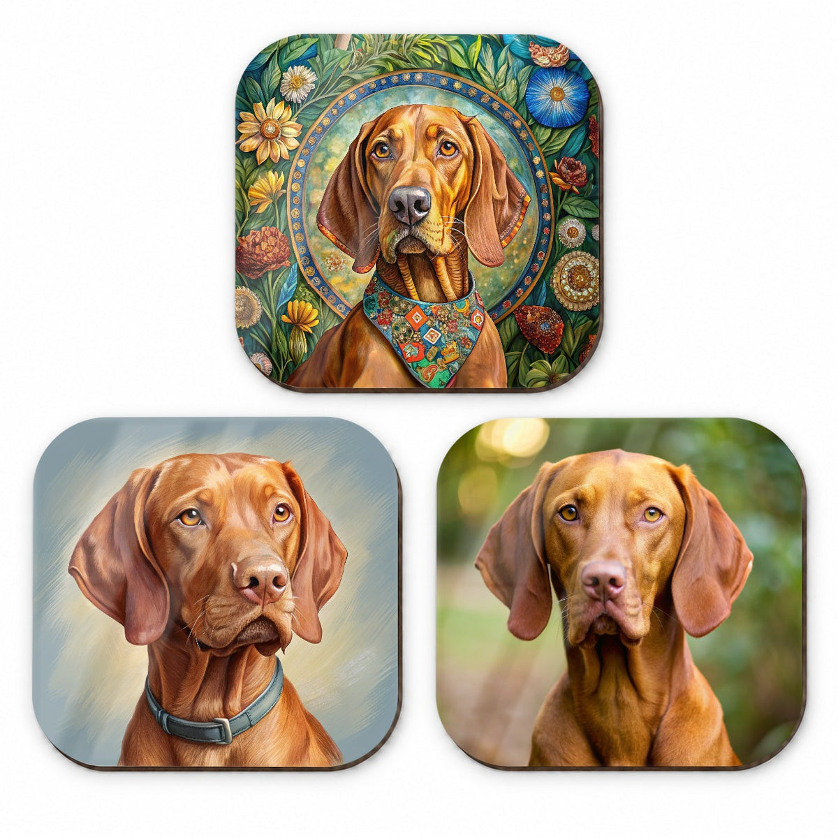 Vizsla Dog Photo Illustration Fridge Magnet Set