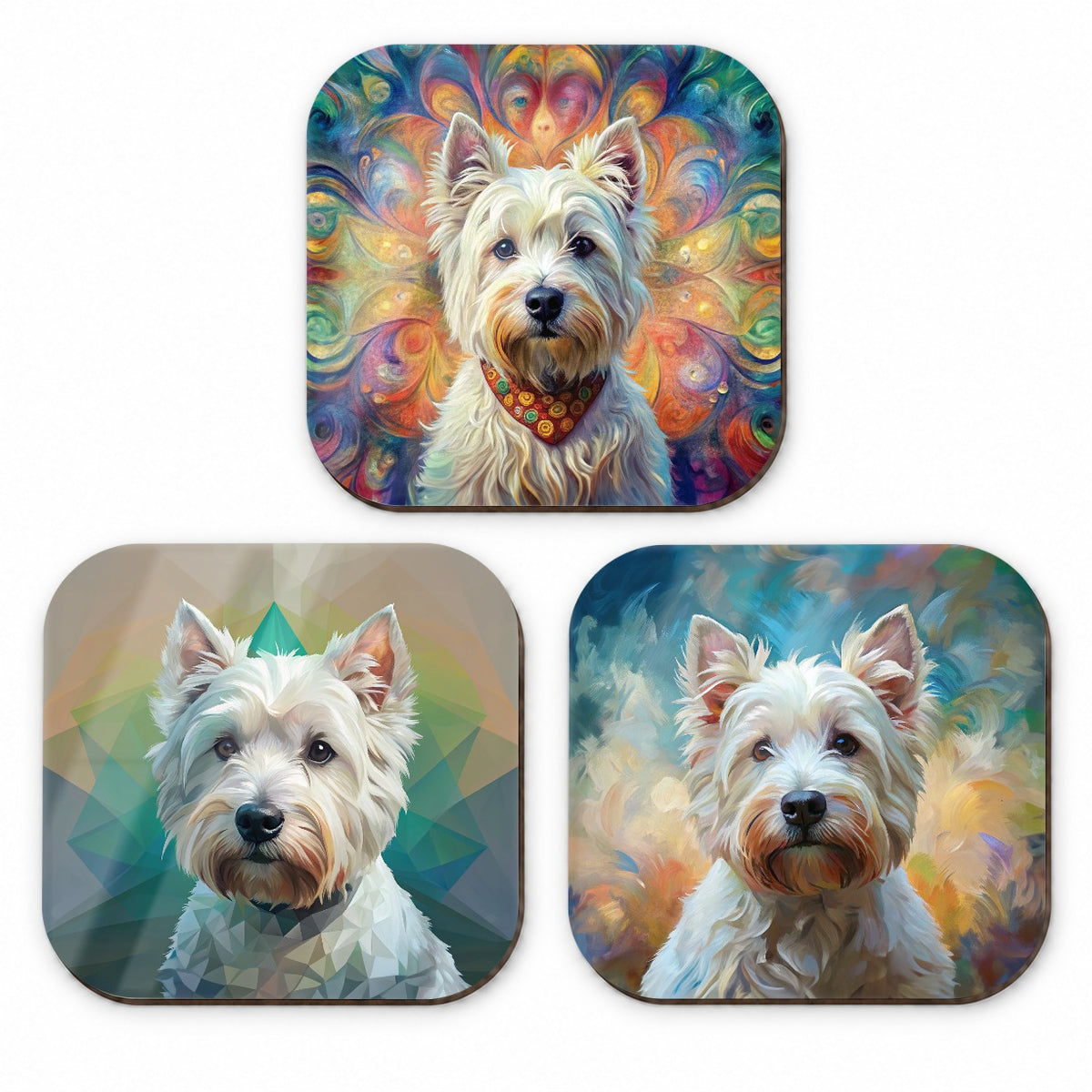 West Highland White Terrier Westie Dog French Art Fridge Magnet Set