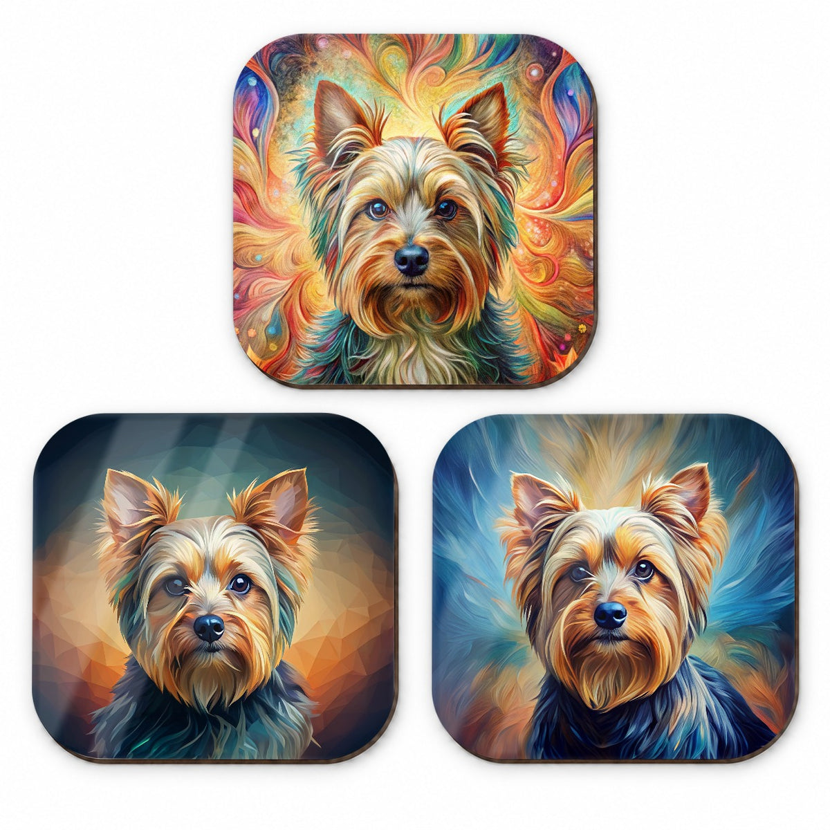 Yorkshire Terrier Yorkie Dog French Art Fridge Magnet Set