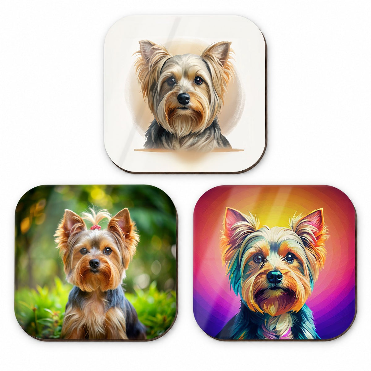 Yorkshire Terrier Yorkie Dog Photo Illustration Fridge Magnet Set
