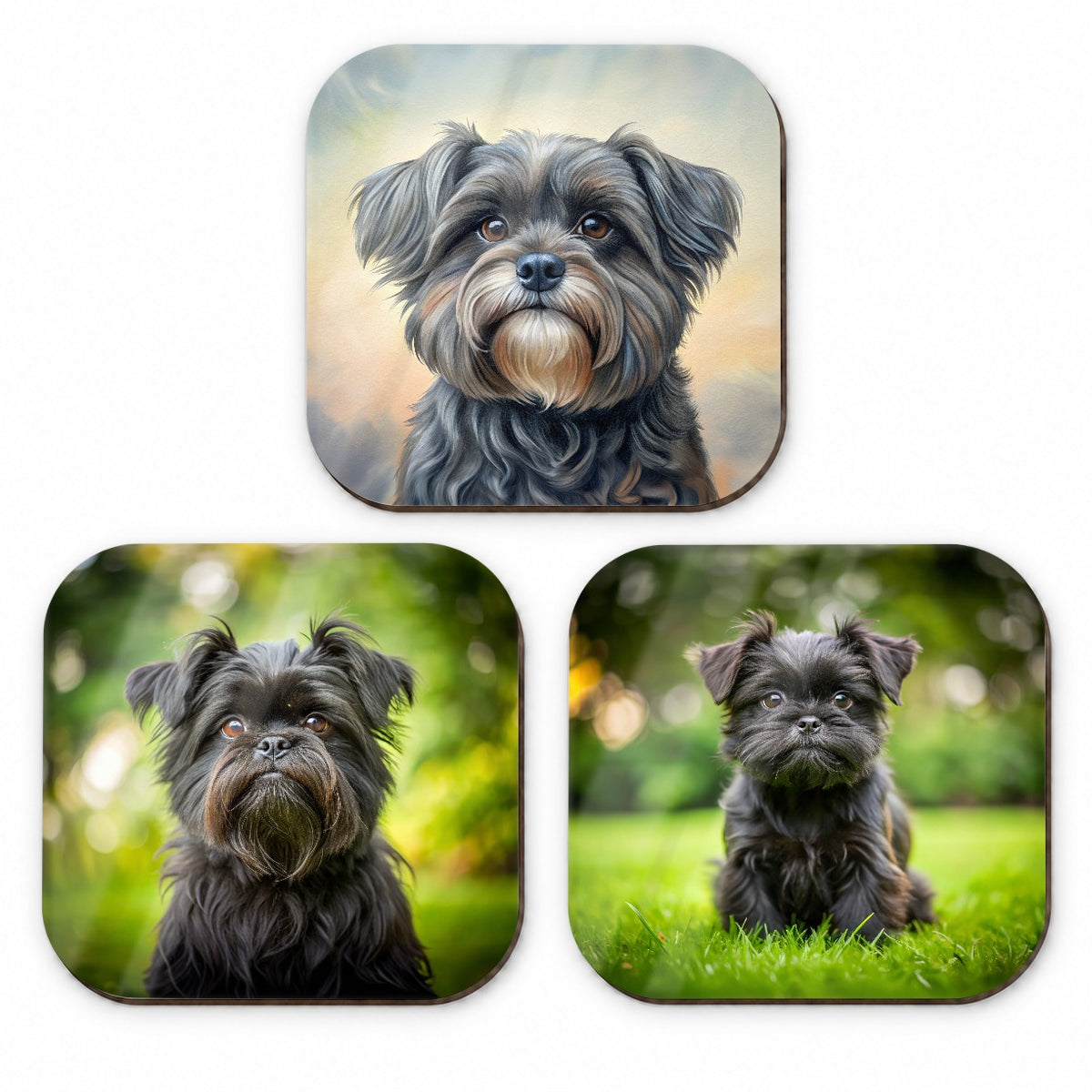 Affenpinscher Dog Photo Illustration Fridge Magnet Set