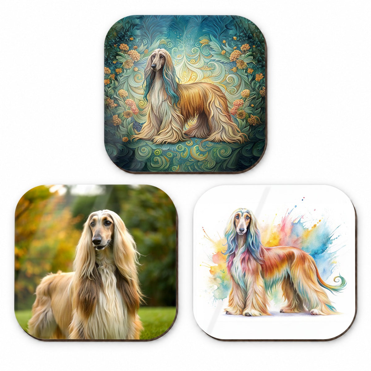 Afghan Hound Dog Modern Photo Art Fridge Magnet Set