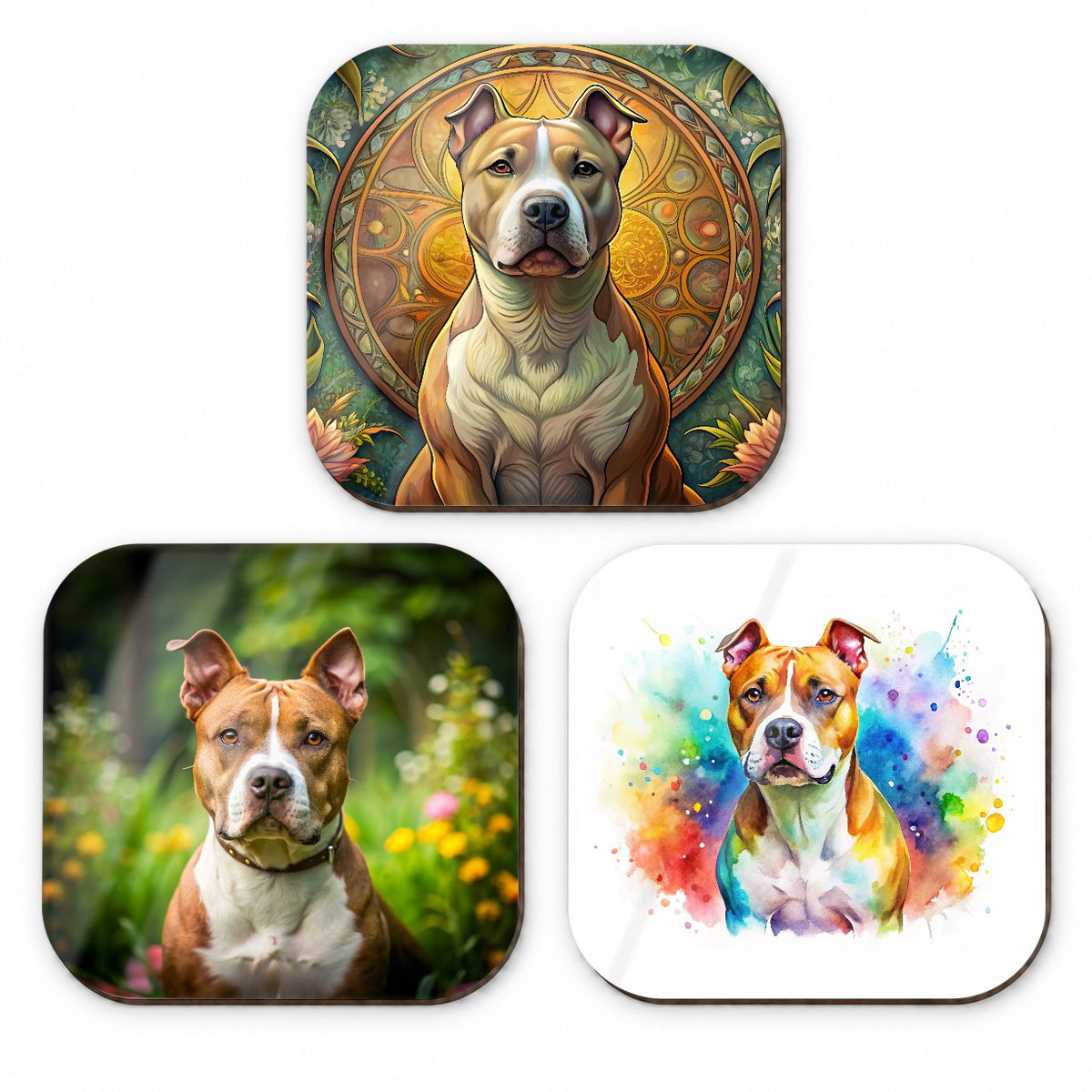 American Staffordshire Terrier Dog Modern Photo Art Fridge Magnet Set