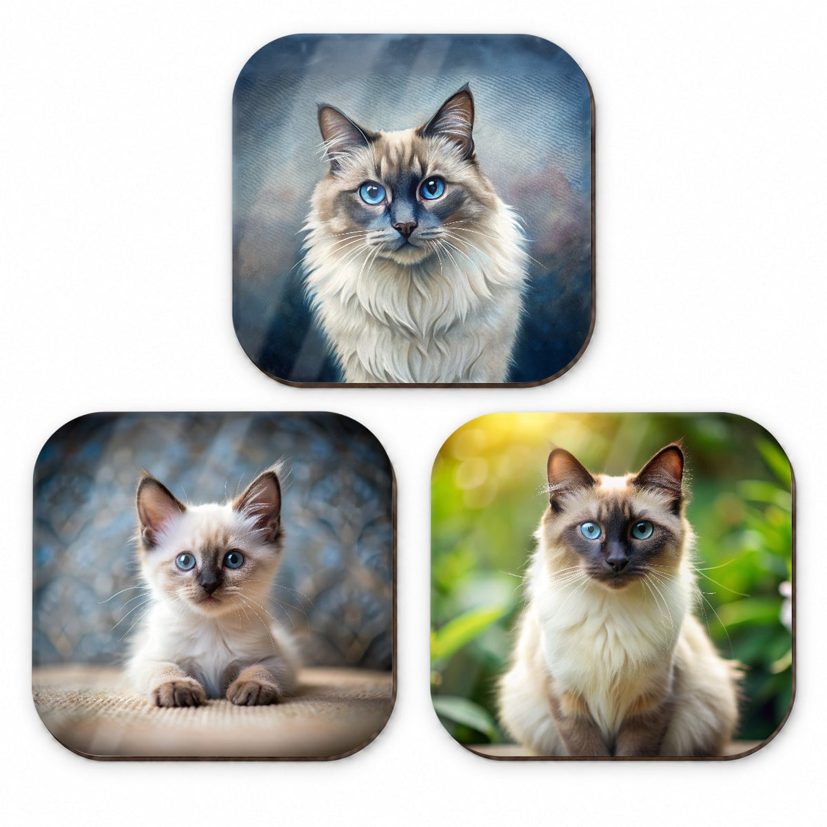 Balinese Cat Photo Illustration Fridge Magnet Set