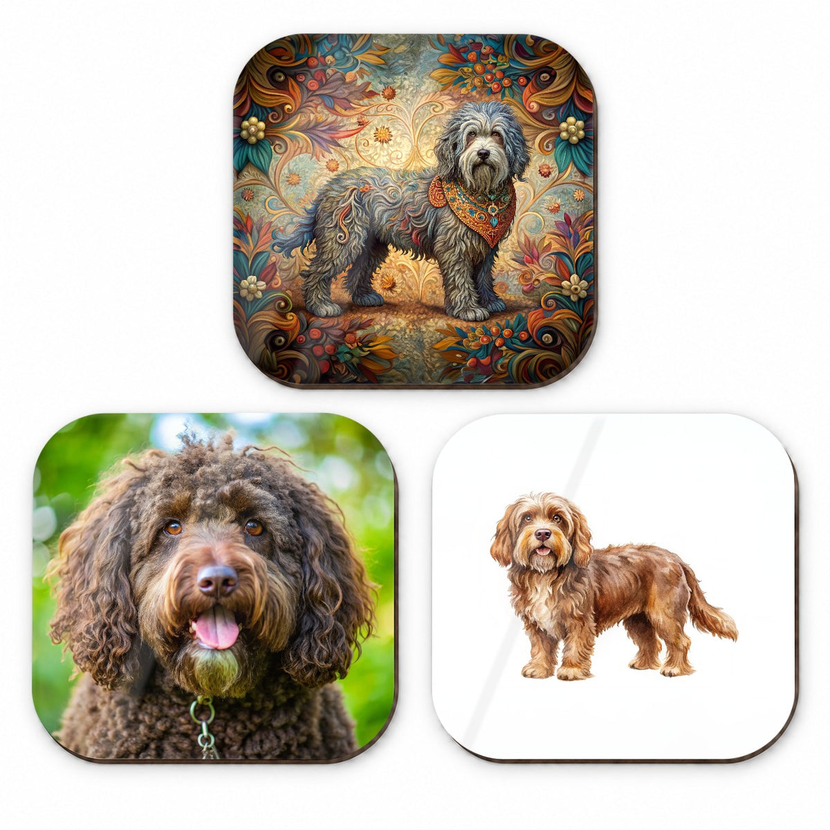 Barbet Dog Modern Photo Art Fridge Magnet Set