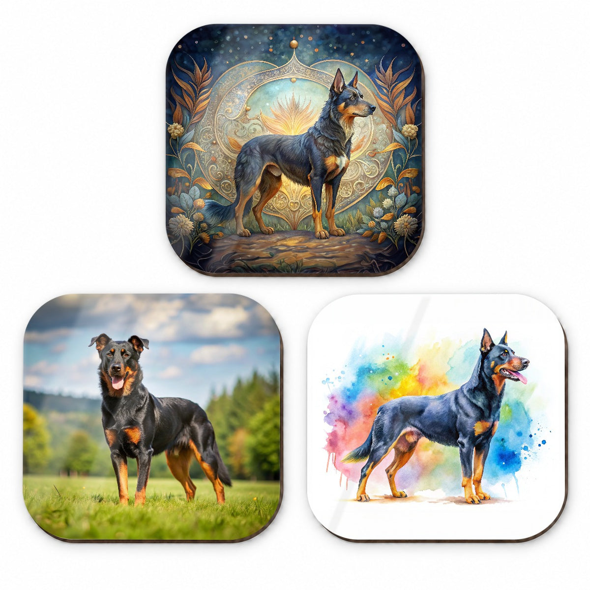 Beauceron Dog Modern Photo Art Fridge Magnet Set