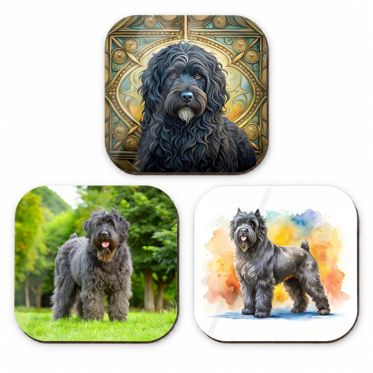 Bouviers Des Flandres Dog Modern Photo Art Fridge Magnet Set