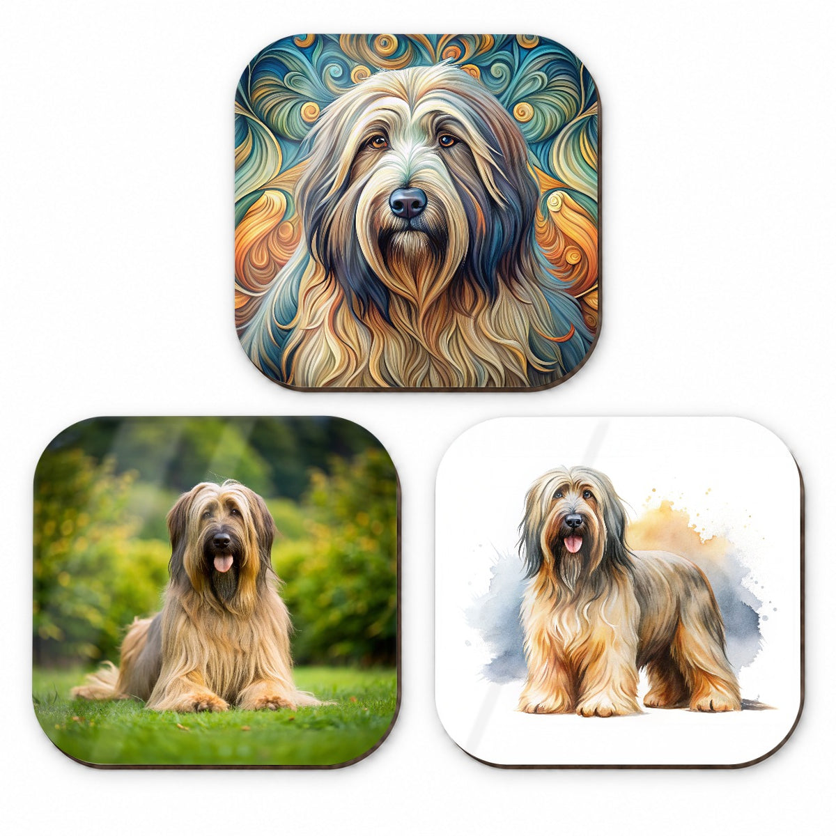 Briard Dog Modern Photo Art Fridge Magnet Set