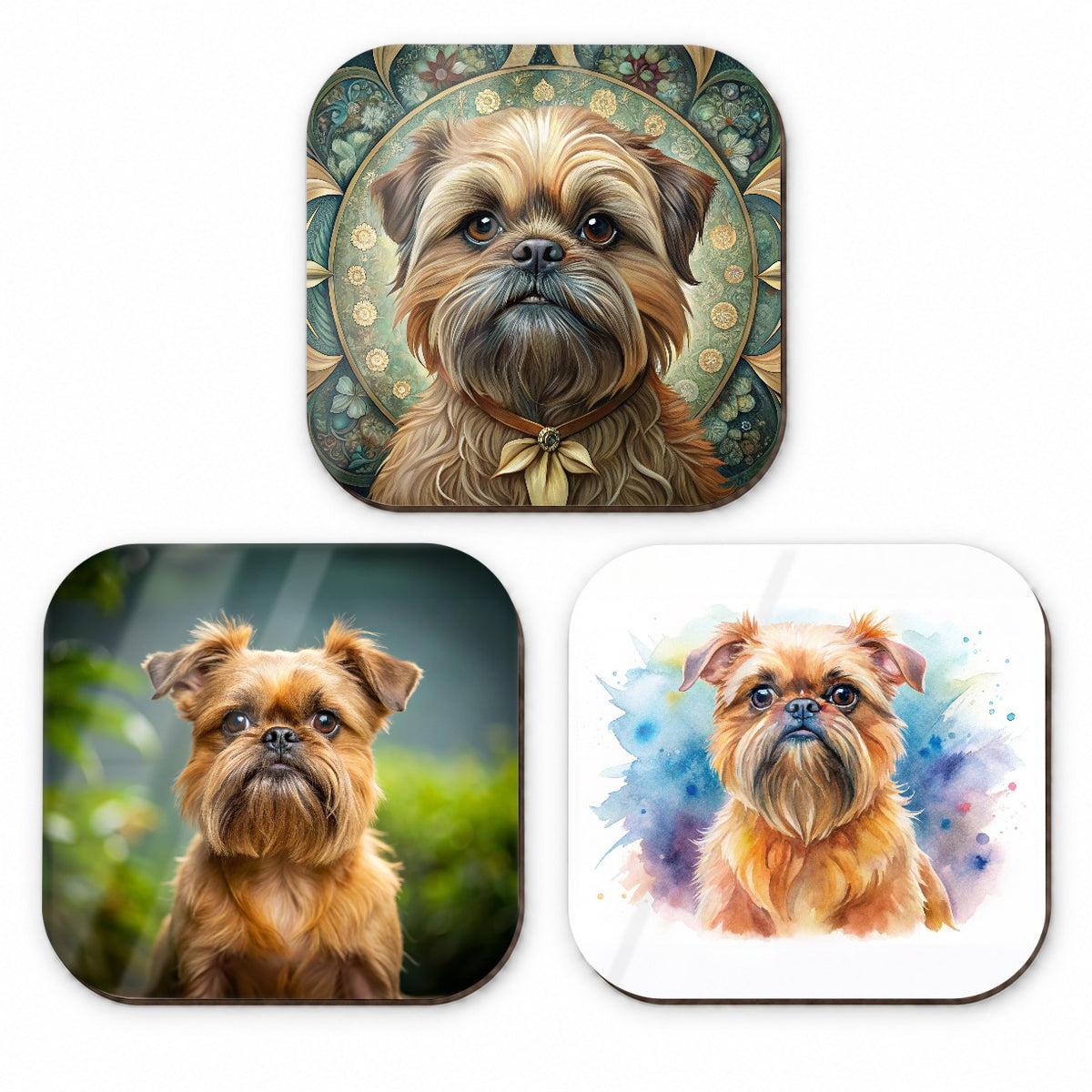 Brussels Griffon Dog Modern Photo Art Fridge Magnet Set