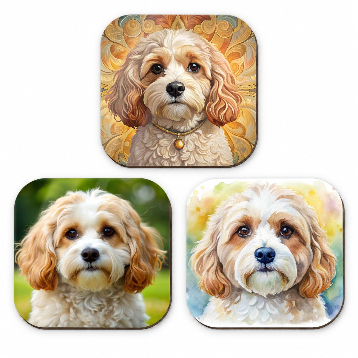 Cavachon Dog Modern Photo Art Fridge Magnet Set