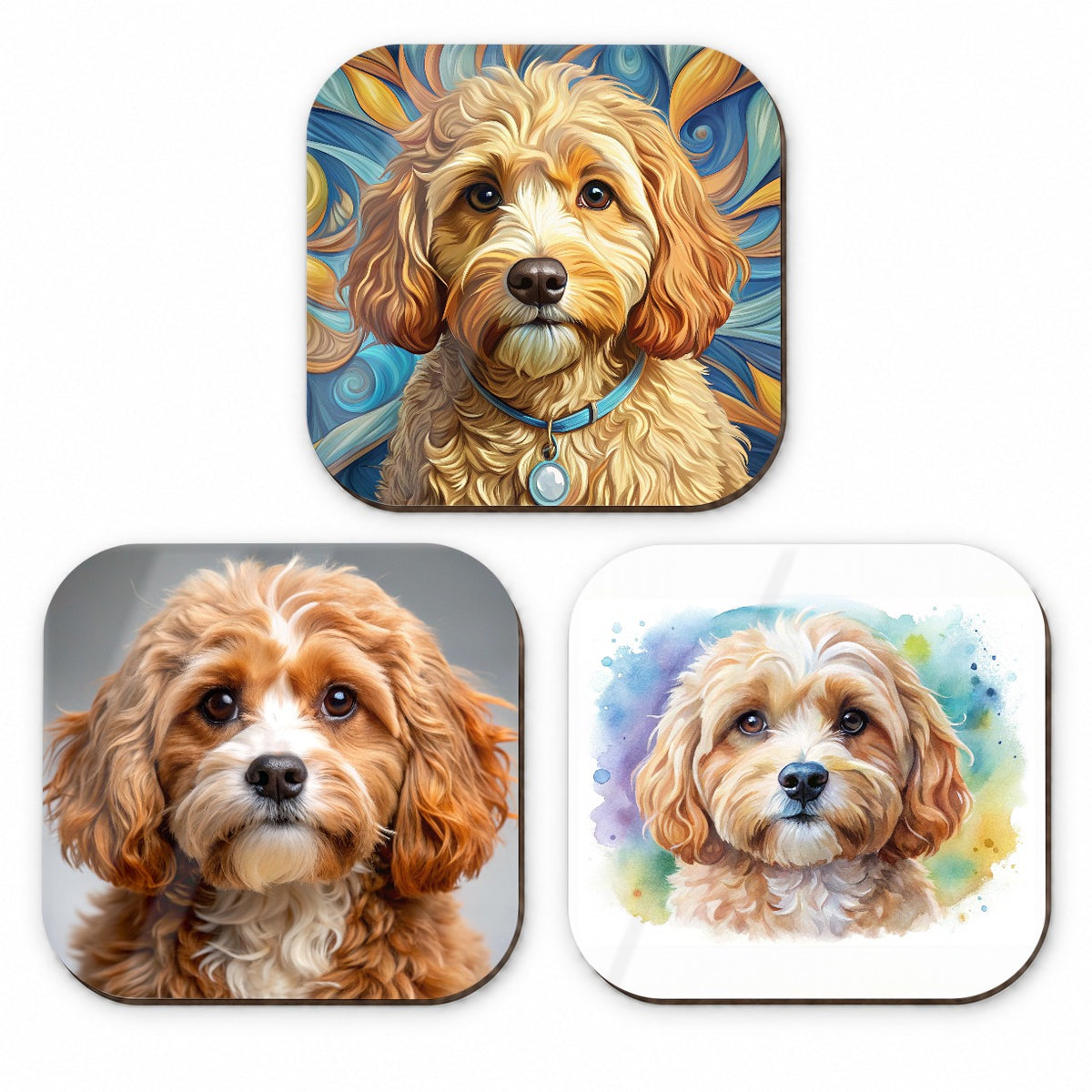 Cavapoo Dog Modern Photo Art Fridge Magnet Set