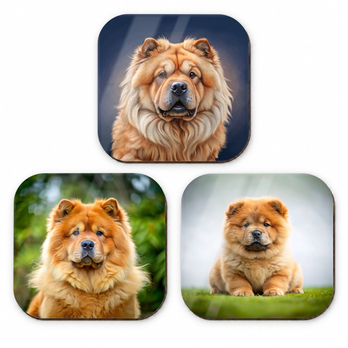 Chow Chow Dog Photo Illustration Fridge Magnet Set