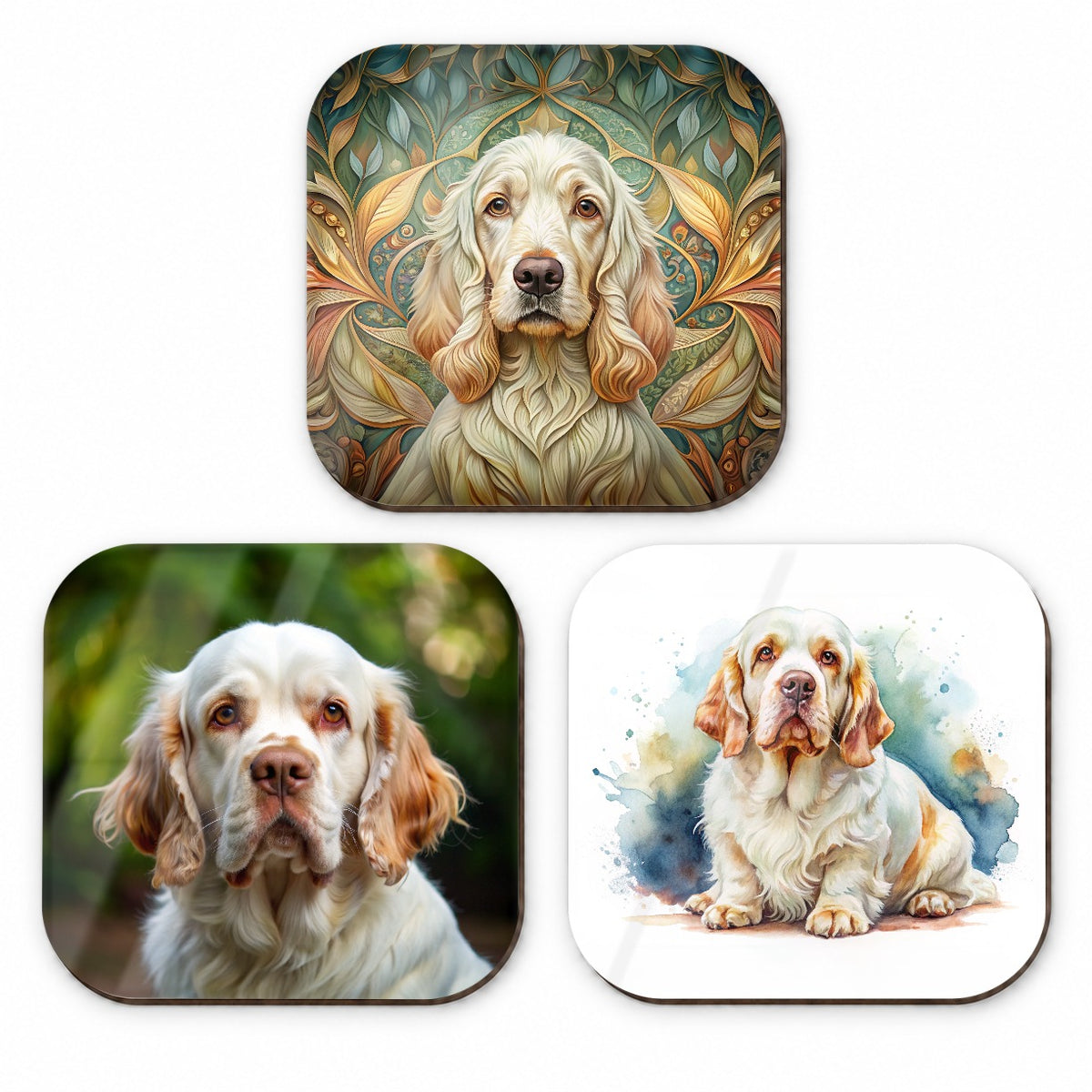 Clumber Spaniel Dog Modern Photo Art Fridge Magnet Set