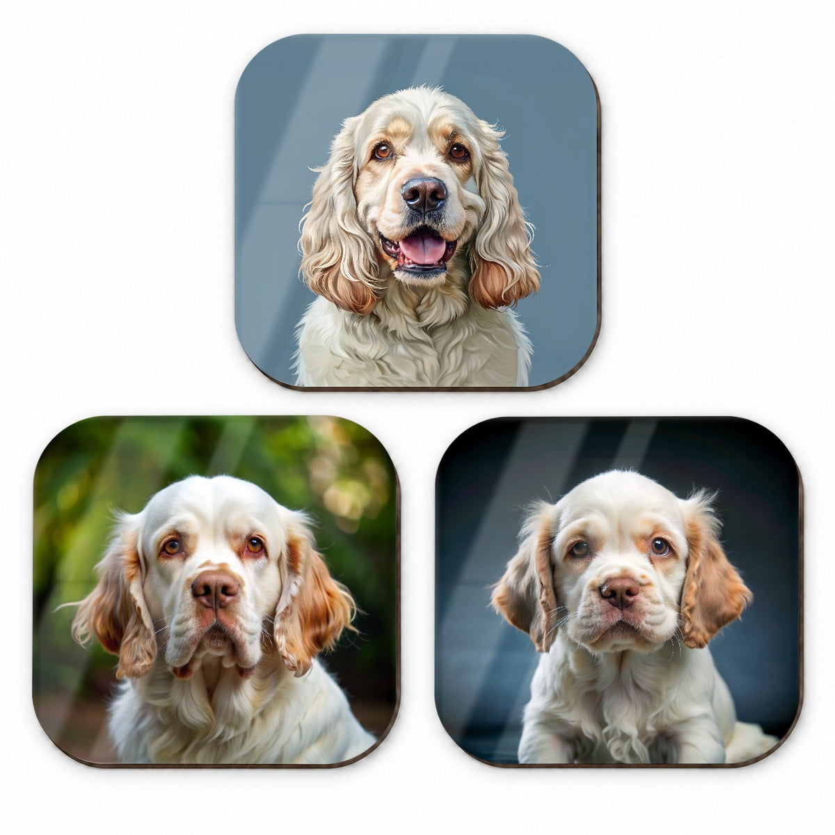 Clumber Spaniel Dog Photo Illustration Fridge Magnet Set