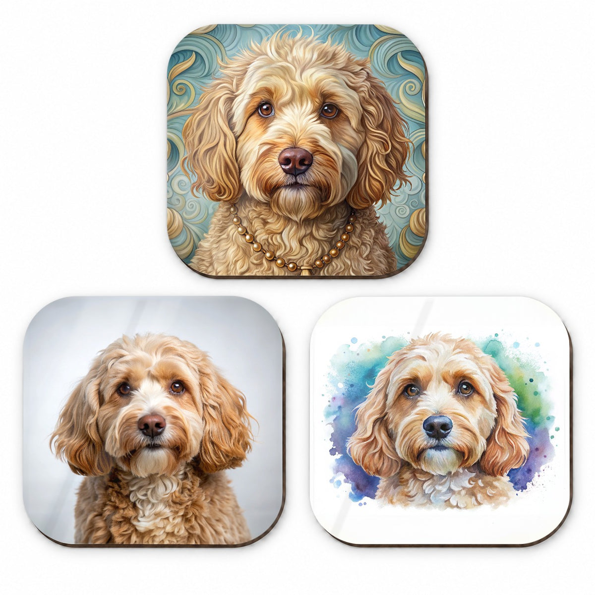 Cockapoo Dog Modern Photo Art Fridge Magnet Set