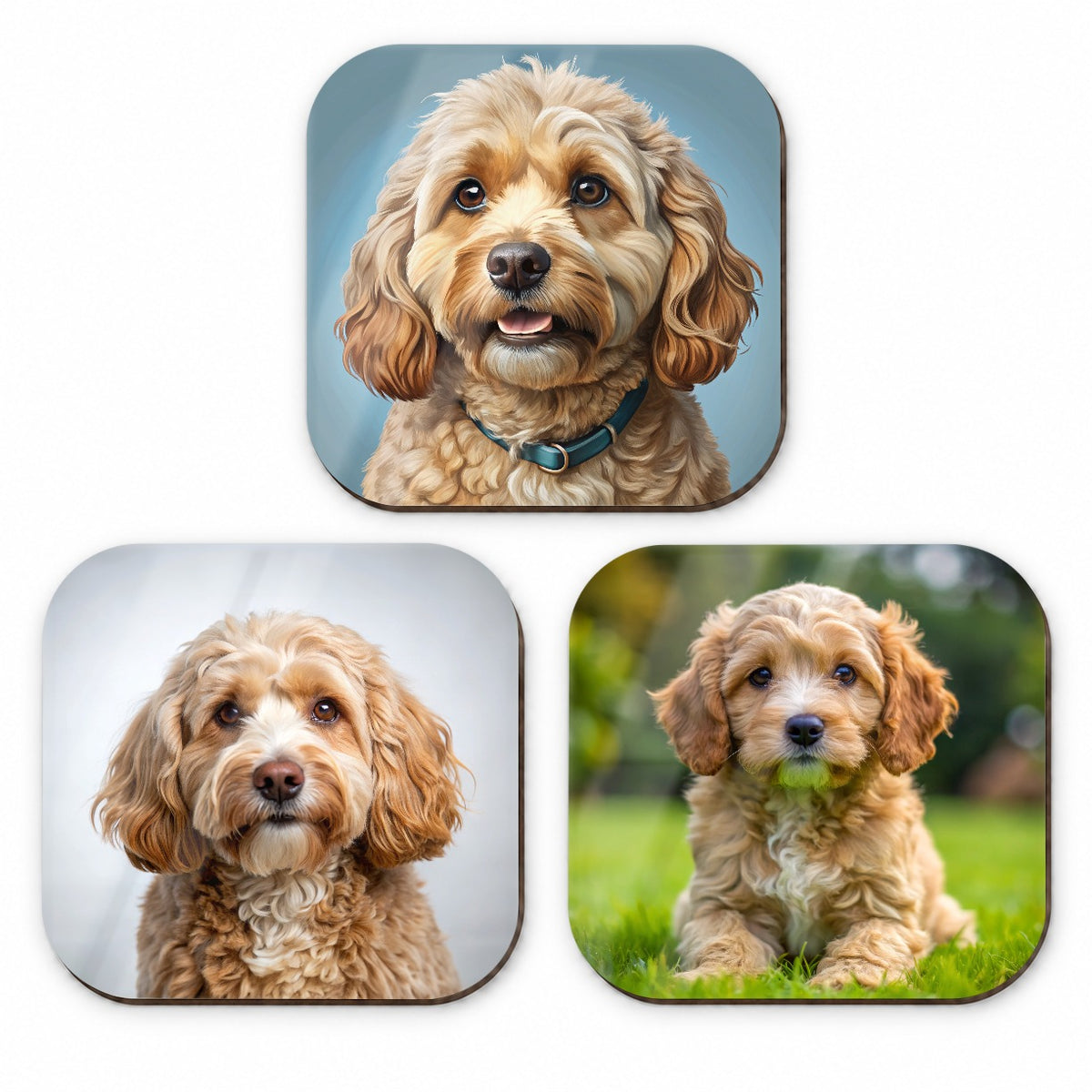Cockapoo Dog Photo Illustration Fridge Magnet Set