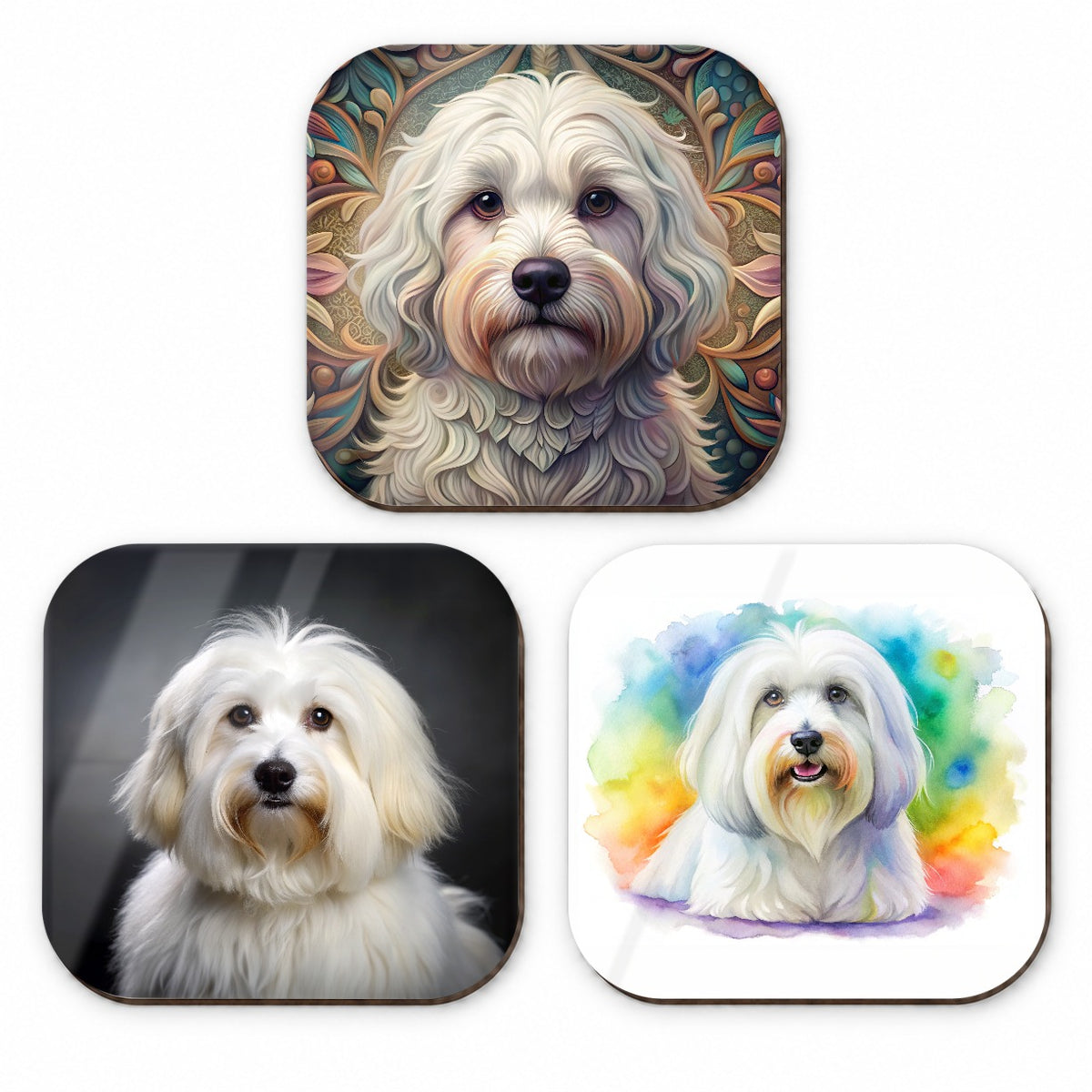Coton De Tulear Dog Modern Photo Art Fridge Magnet Set