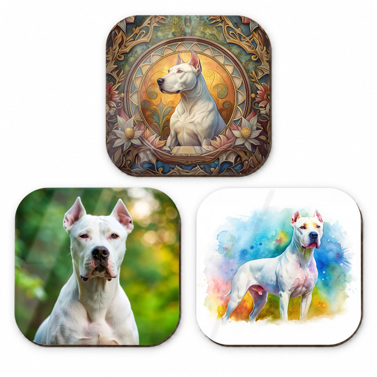 Dogo Argentino Dog Modern Photo Art Fridge Magnet Set