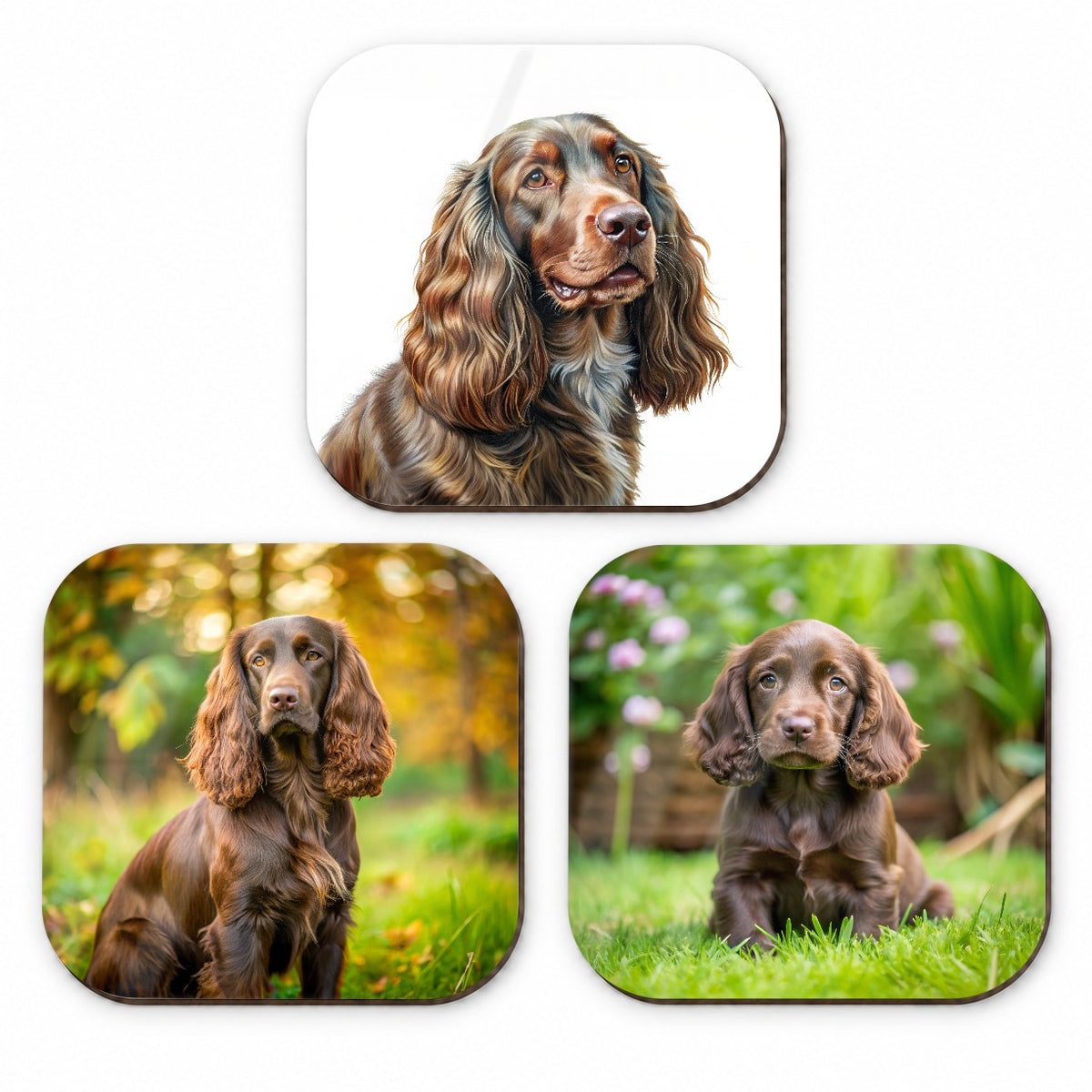 Field Spaniel Dog Photo Illustration Fridge Magnet Set