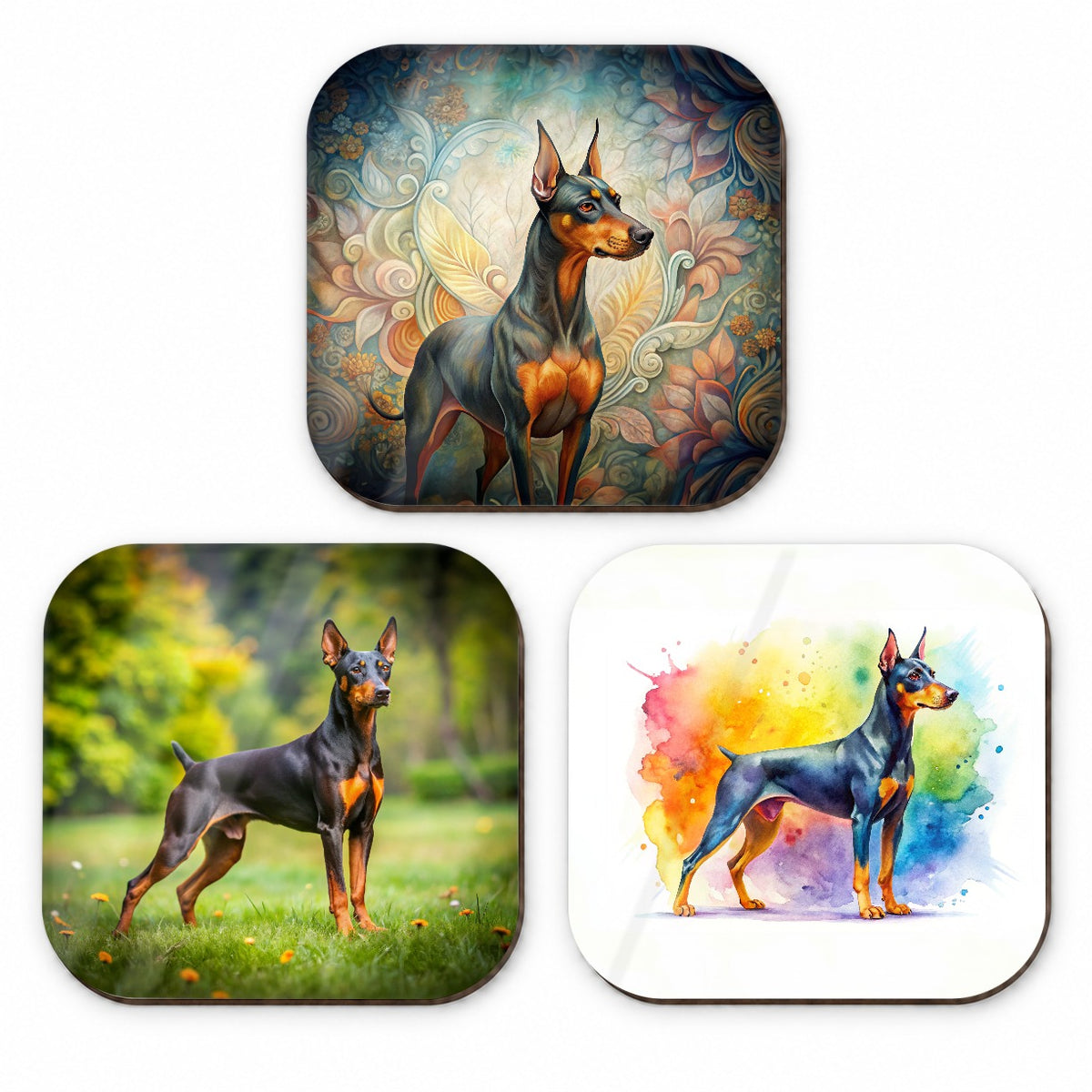 German Pinscher Dog Modern Photo Art Fridge Magnet Set