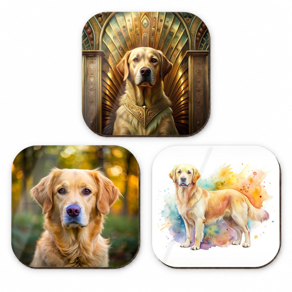 Goldador Dog Modern Photo Art Fridge Magnet Set