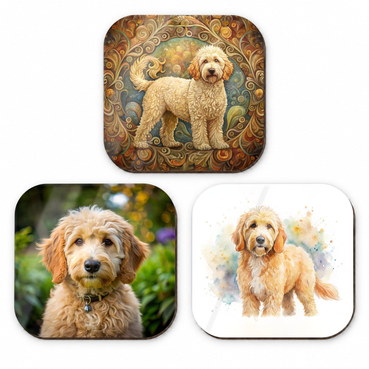 Goldendoodle Dog Modern Photo Art Fridge Magnet Set